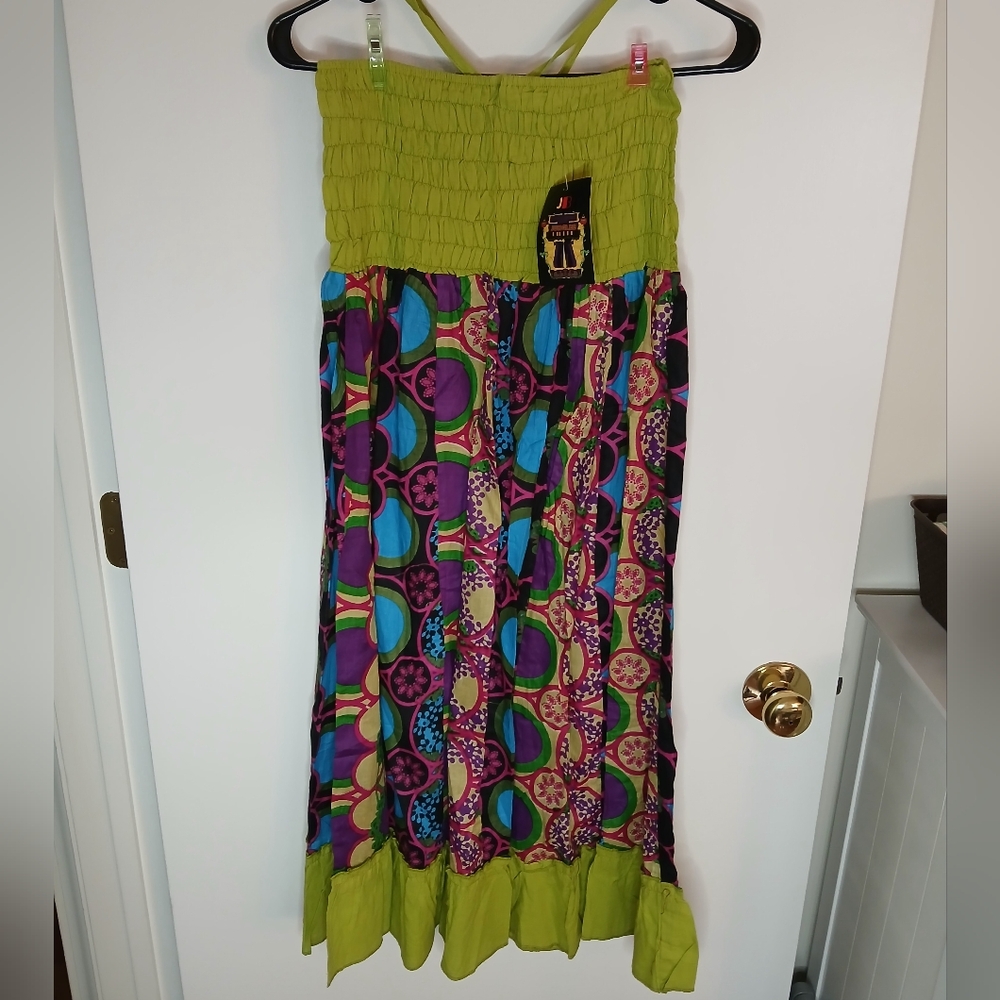Junglee Billee Vibrant Floral Dress with Smocking Top, Free Size